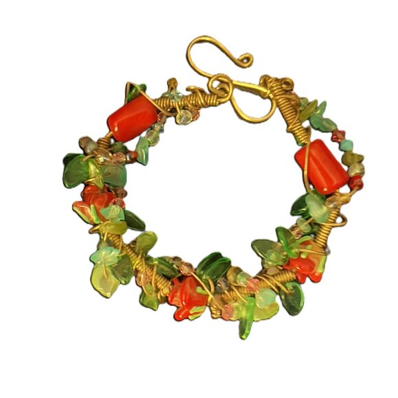 Artisan-Made Gold and Jeweled Colorful Bracelet NWOT - Picture 10 of 11